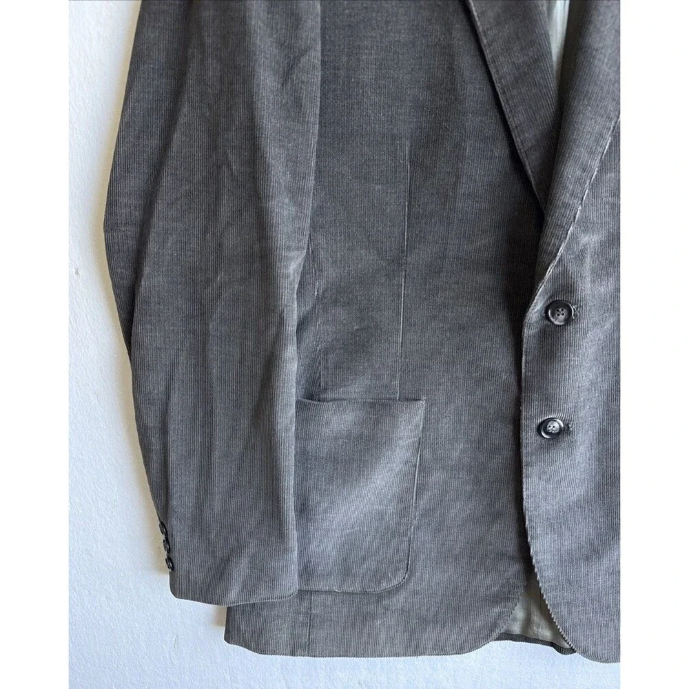 VTG 70s Levis Menswear Gray Corduroy Blazer Mens 40L Sport Coat Jacket 2 Button